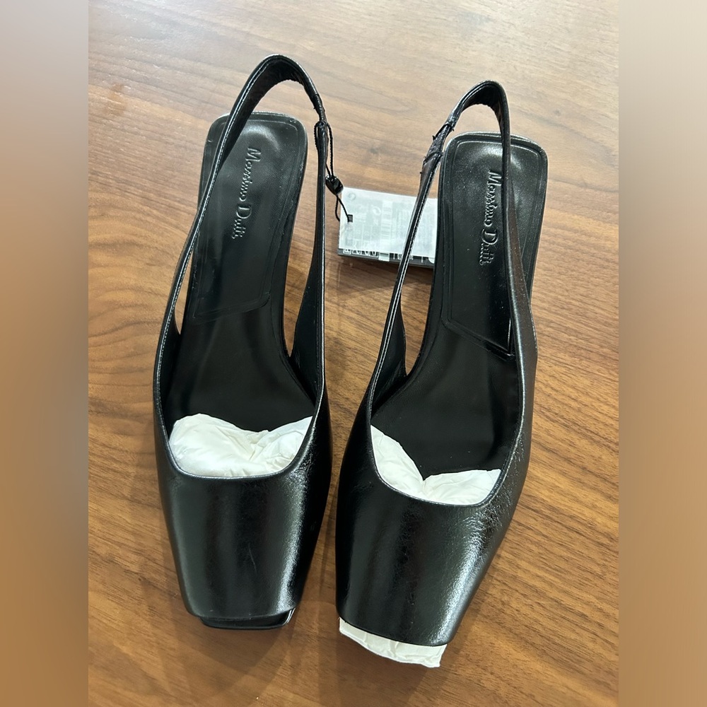 Brand New Massimo Dutti Black Open Toed Heels